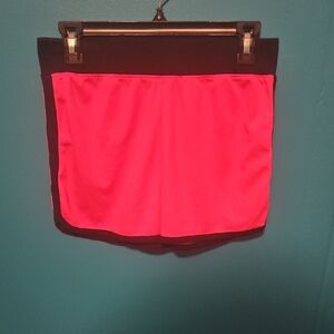 Neon Pink Athletic Shorts with Black Trim